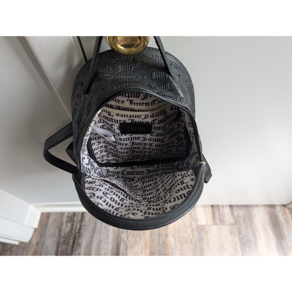 Juicy Couture Back Pack Bag Black All Over Logo Y2K Mini - Picture 4 of 4